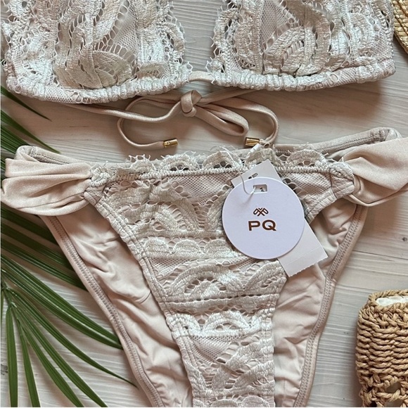 PQ Swim Elegant Cream Lace High Rise Bikini Bottom - Picture 8 of 15